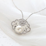 925 Silver Pendant with Freshwater Pearl Inlay, Retro Charm