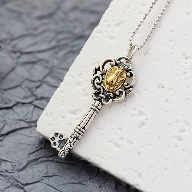 925 Silver Retro Charm Pendant Nostalgia Style Fashion Jewelry