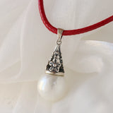 925 Silver Pearl Inlaid Pendant Charm Women's Jewelry Gift