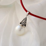 925 Silver Pearl Inlaid Pendant Charm Women's Jewelry Gift
