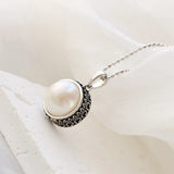 925 Silver Pendant Natural Freshwater Pearl Retro Style Women Pendant