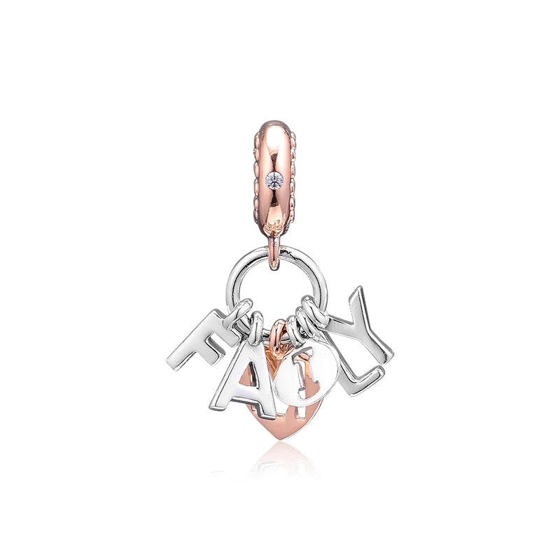 925 Silver Family Dangle Charm for Bracelet Beads Jewelry Making