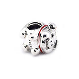 925 Silver Piggy Bank Red Enamel Charm Bead for Bracelet