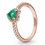 925 Silver Pink Heart Crystal Ring for Women Wedding Party