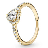 925 Silver Pink Heart Crystal Ring for Women Wedding Party