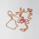 925 Silver Pink Fan Necklace for Women