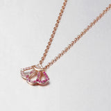 925 Silver Pink Fan Necklace for Women