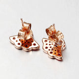925 Silver Pink Fan Stud Earrings Women Gift DIY Jewelry
