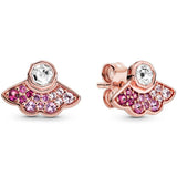 925 Silver Pink Fan Stud Earrings Women Gift DIY Jewelry