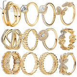 925 Silver Princess Tiara Crown CZ Rings for Women