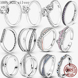 925 Silver Princess Tiara Crown CZ Ring Heart Love Sparkle