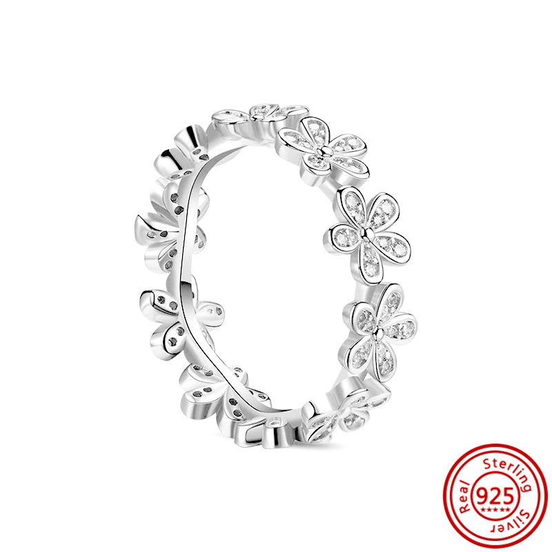 925 Sterling Silver Princess Tiara Crown Sparkling Love Mom Heart CZ Rings Women