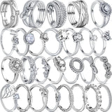 925 Sterling Silver Princess Tiara Crown Sparkling Love Mom Heart CZ Rings Women