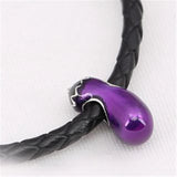 925 Sterling Silver Purple Enamel Eggplant Charms Bead