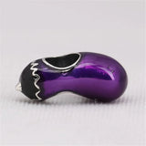 925 Sterling Silver Purple Enamel Eggplant Charms Bead