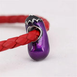 925 Sterling Silver Purple Enamel Eggplant Charms Bead
