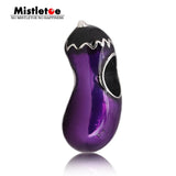 925 Sterling Silver Purple Enamel Eggplant Charms Bead