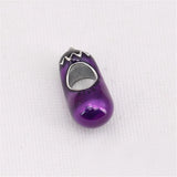925 Sterling Silver Purple Enamel Eggplant Charms Bead