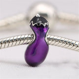 925 Sterling Silver Purple Enamel Eggplant Charms Bead