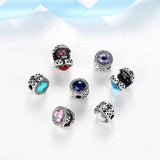 925 Sterling Silver Colorful CZ Glass Stopper Lock Clip Beads