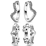 925 Silver Hearts Wave Earring Crystal Women Birthday Gift DIY