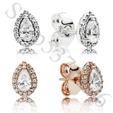 925 Silver Teardrops Stud Earrings Women Gift DIY Jewelry