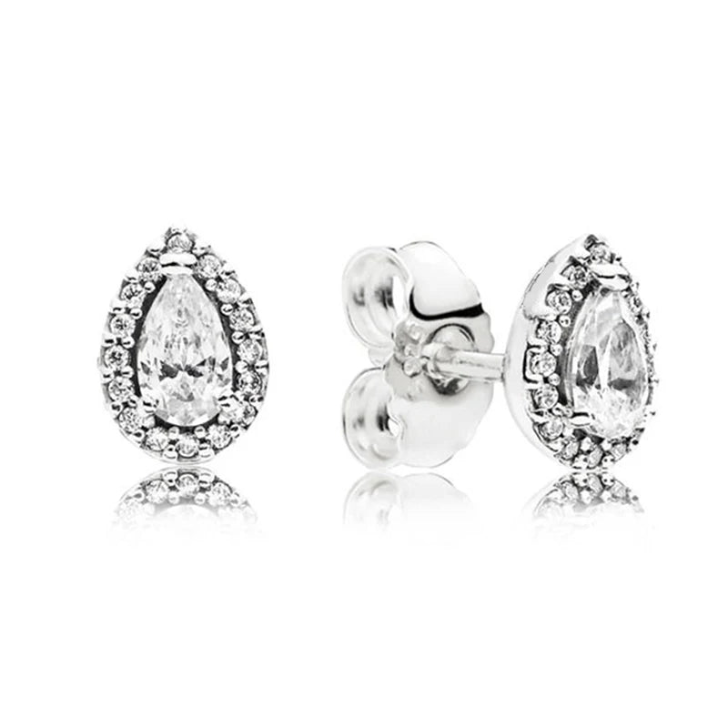 925 Silver Teardrops Stud Earrings For Women Gift DIY Jewelry