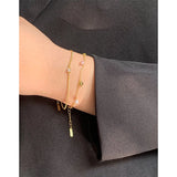 925 Silver Rainbow Stone Chain Bracelet Wrist Charm