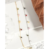 925 Silver Rainbow Stone Chain Bracelet Wrist Charm