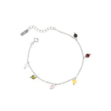 925 Silver Rainbow Stone Chain Bracelet Wrist Charm