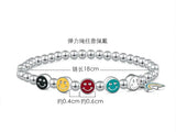 925 Sterling Silver Rainbow Smiling Face Bracelet Bead Chain Bracelet