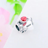925 Silver Red Enamel Santa Sled Train Bead for Charm Bracelet