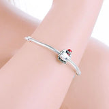 925 Silver Red Enamel Santa Sled Train Bead for Charm Bracelet