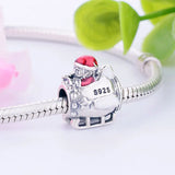 925 Silver Red Enamel Santa Sled Train Bead for Charm Bracelet