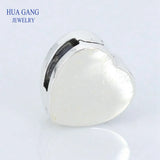 925 Sterling Silver Heart Clip Charm Beads for Bracelet DIY Jewelry