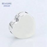 925 Sterling Silver Heart Clip Charm Beads for Bracelet DIY Jewelry