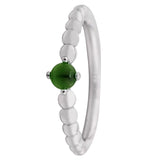 925 Silver Birthstone Crystal Beaded Ring for Women Lady Birthday Gift