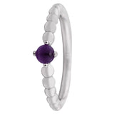 925 Silver Birthstone Crystal Beaded Ring for Women Lady Birthday Gift