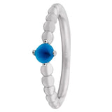 925 Silver Birthstone Crystal Beaded Ring for Women Lady Birthday Gift