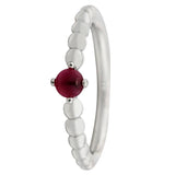 925 Silver Birthstone Crystal Beaded Ring for Women Lady Birthday Gift
