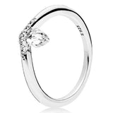 925 Sterling Silver Ring Wish Arrow Radiant Large Teardrop Lucky In Love Clover