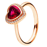 925 Silver Heart Glamour Crystal Ring Women Gift DIY Jewelry