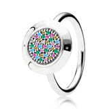 925 Silver Heart Glamour Crystal Ring Women Gift DIY Jewelry