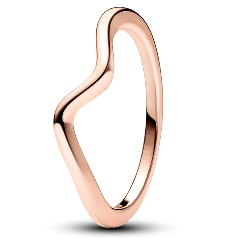 925 Silver Wave Double Band Red Heart Pearl Ring