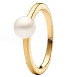 925 Silver Polished Wave Double Band Red Heart Pearl Elegance Ring