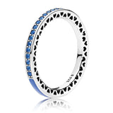 925 Silver Radiant Hearts Ring with Enamel Crystal for Women