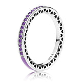 925 Silver Radiant Hearts Ring with Enamel Crystal for Women