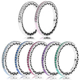 925 Silver Radiant Hearts Ring with Enamel Crystal for Women