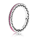925 Silver Radiant Hearts Ring with Enamel Crystal for Women