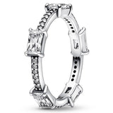 925 Silver Ring Rectangular Bars Wish Herbarium Cluster Tiara Crown Star Ring
